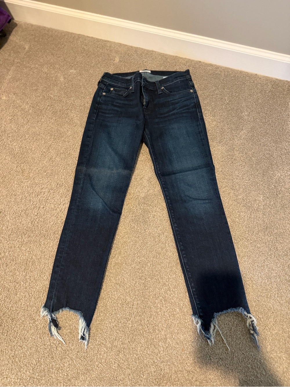Hudson Jeans Women's Dark Indigo Raw Hem Skinny Jeans